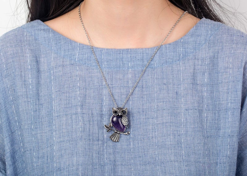 Softones Owl Healing Crystals Necklace & Bracelet Set - Reiki Spiritual Energy Gemstone Gifts for Women with Gift Box - Image 4